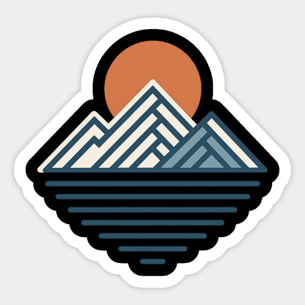 Minimal Mountain Sunset Line Art Sticker by ArtistTee ⭐⭐⭐⭐⭐